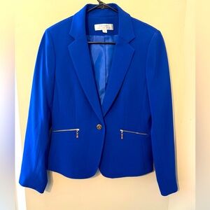 Tahari ASL Cobalt Blue Blazer with Zipper Details